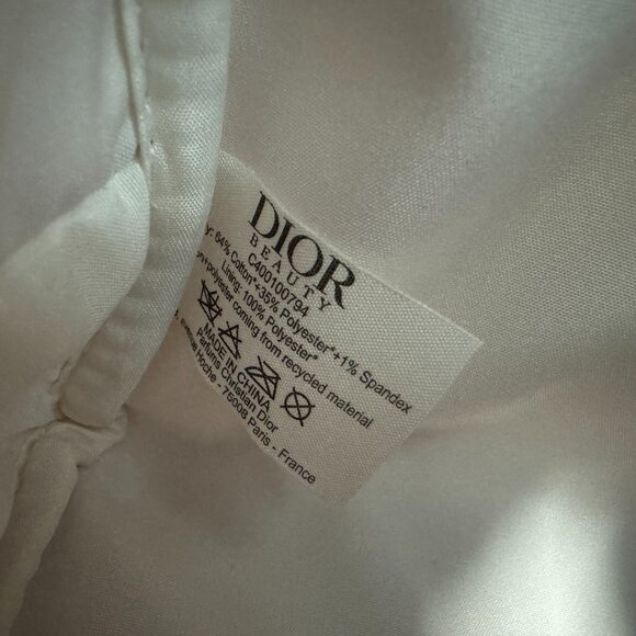 Christian Dior White Denim Beige Cosmetic Pouch Bag New - Picture 6 of 6